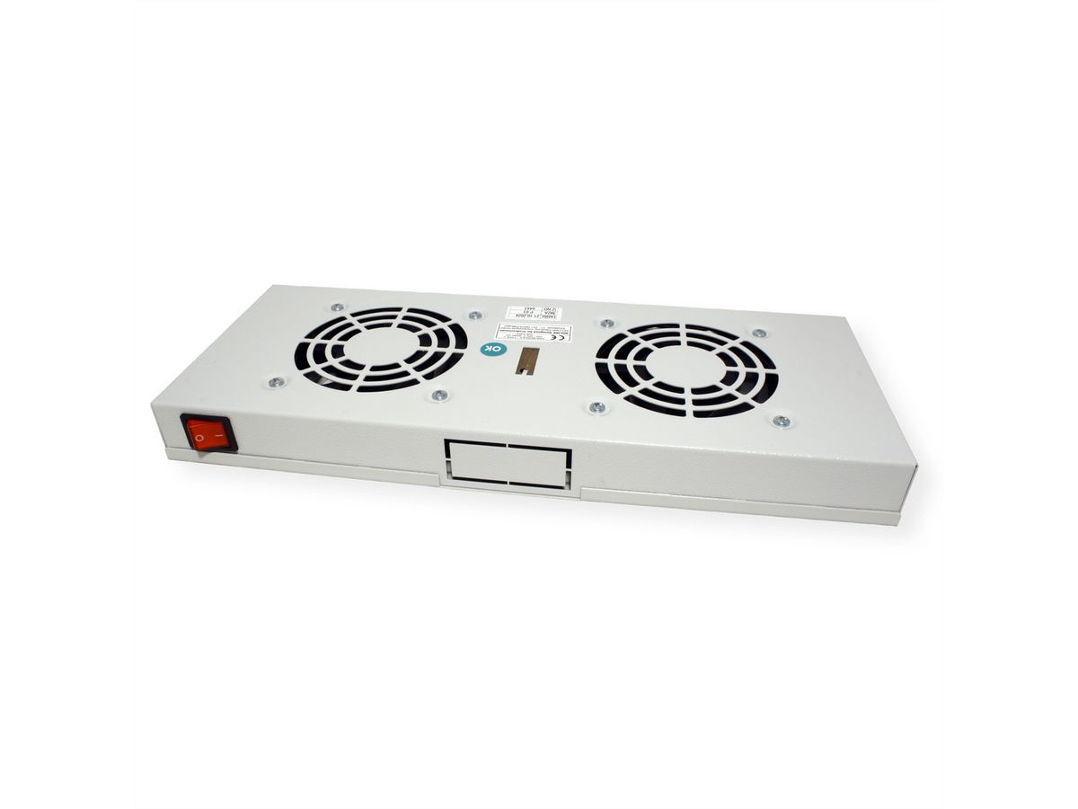 ROLINE 19" Fan unit with 2 fans, ON/OFF grey