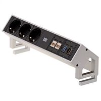 BACHMANN DESK2 3x earthing contact, 2x CAT6, 1x HDMI, 1x USB 3.0, Supply cable GST18 0.2m, INOX
