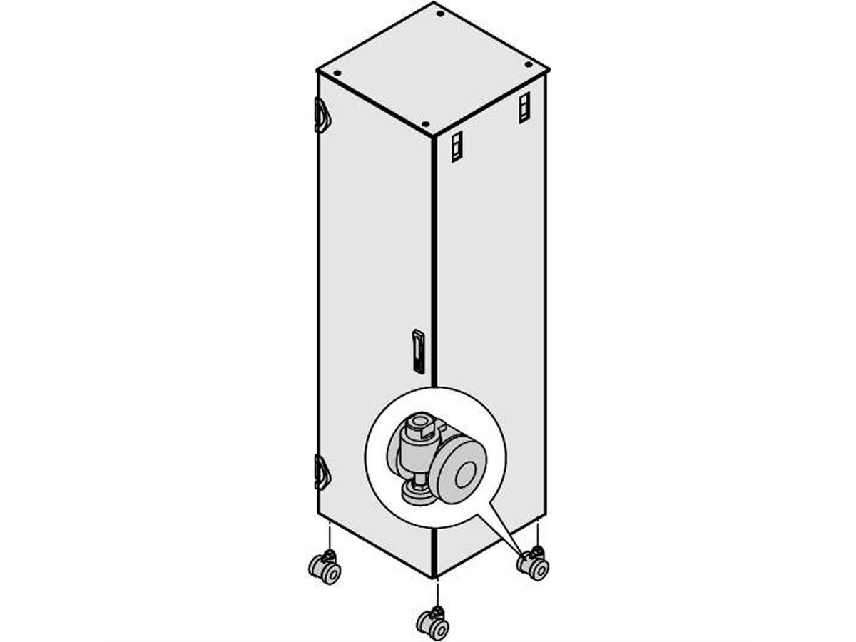 SCHROFF Varistar Castors With Adjustable Feet, 400 kg, Height 85 ... 95 mm