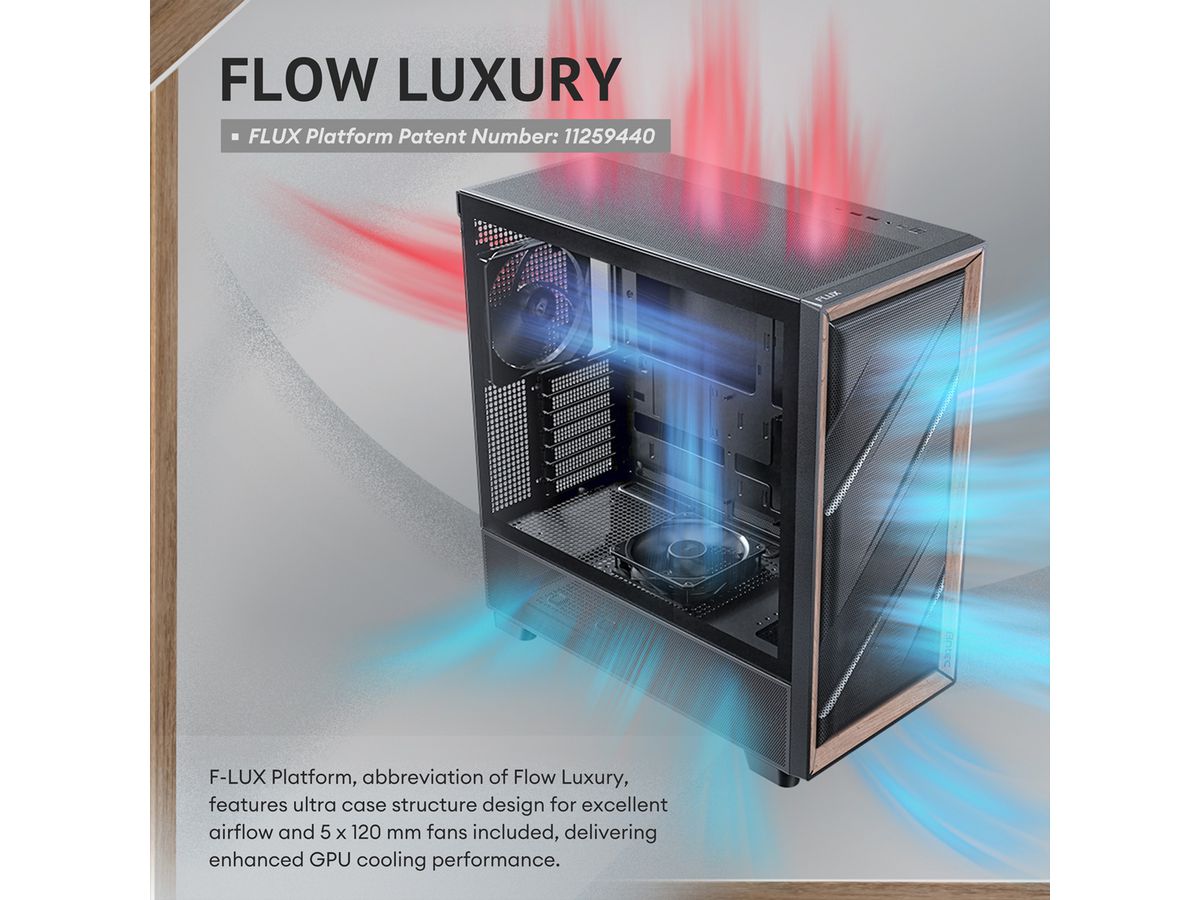 ANTEC FLUX PC case Midi Tower Gaming ATX, black