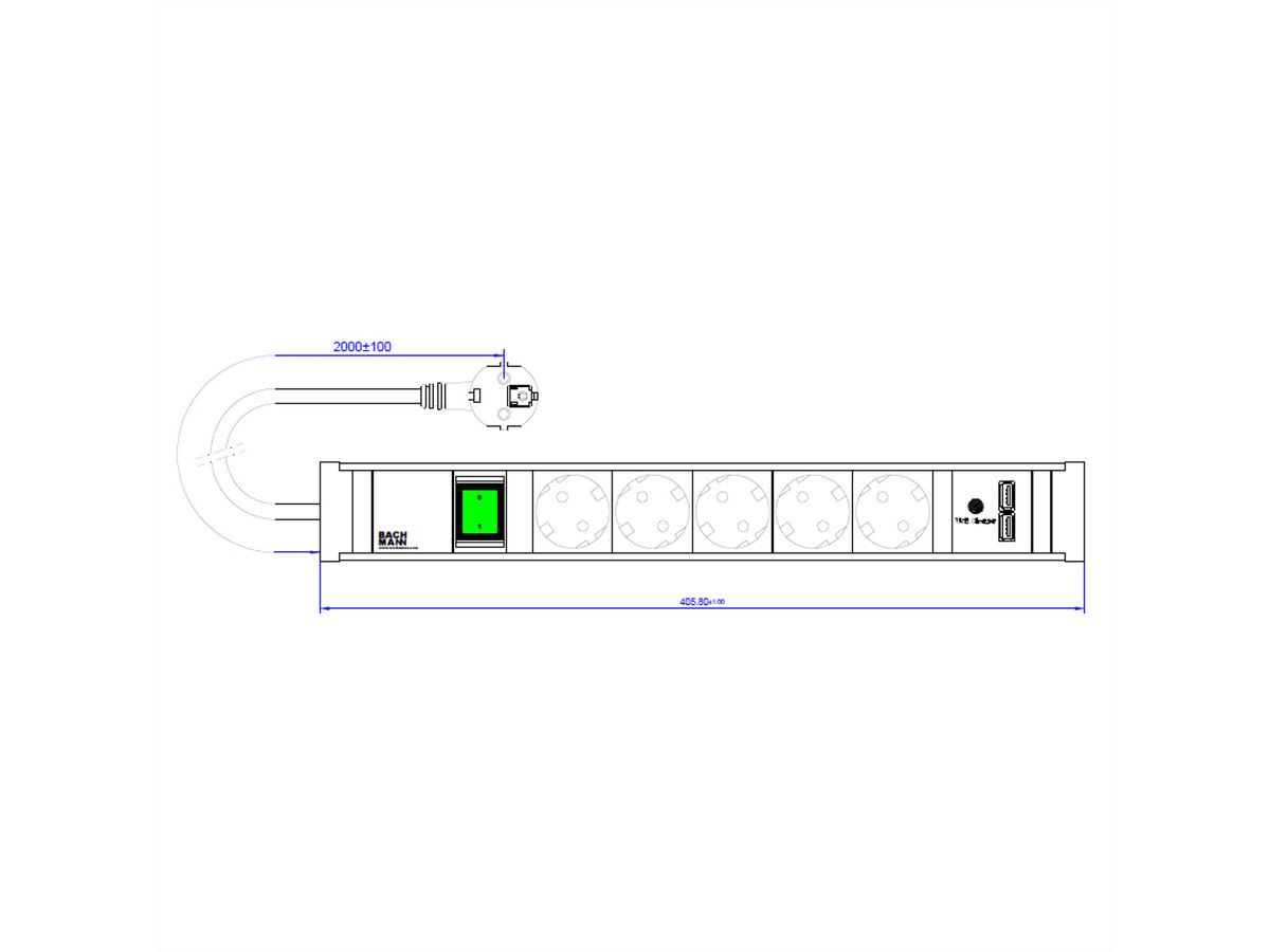 BACHMANN CONNECT LINE 5xprotective contact, Switch USB A&A 15W
