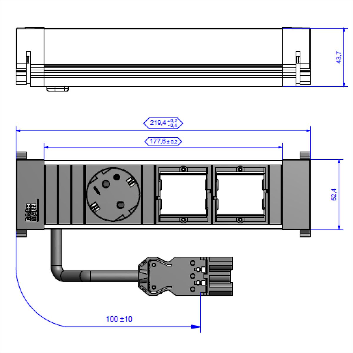 BACHMANN POWER FRAME Klein 1x Geaard stopcontact 2x ABD