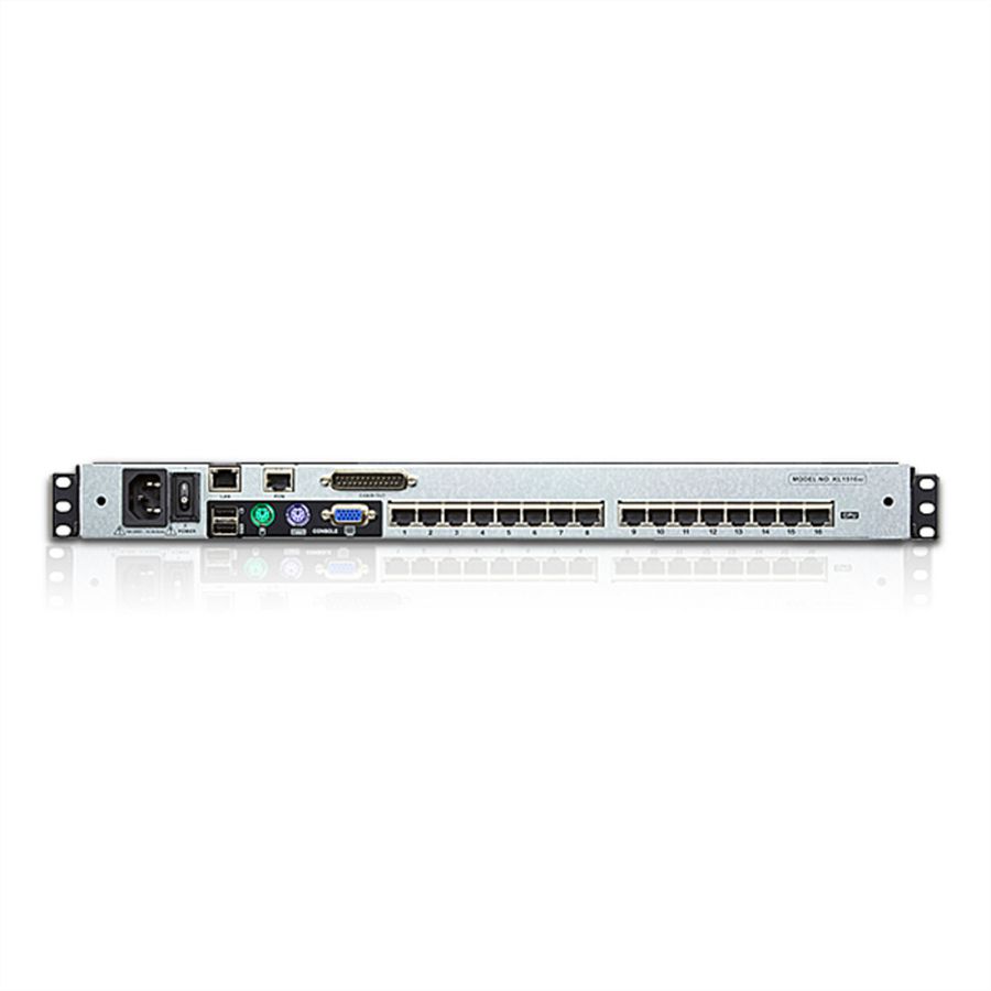 ATEN KL1516AiM KVM Over-IP Switch, 43cm TFT, VGA, PS/2-USB über Kat 5, 16 Ports, IT-Layout