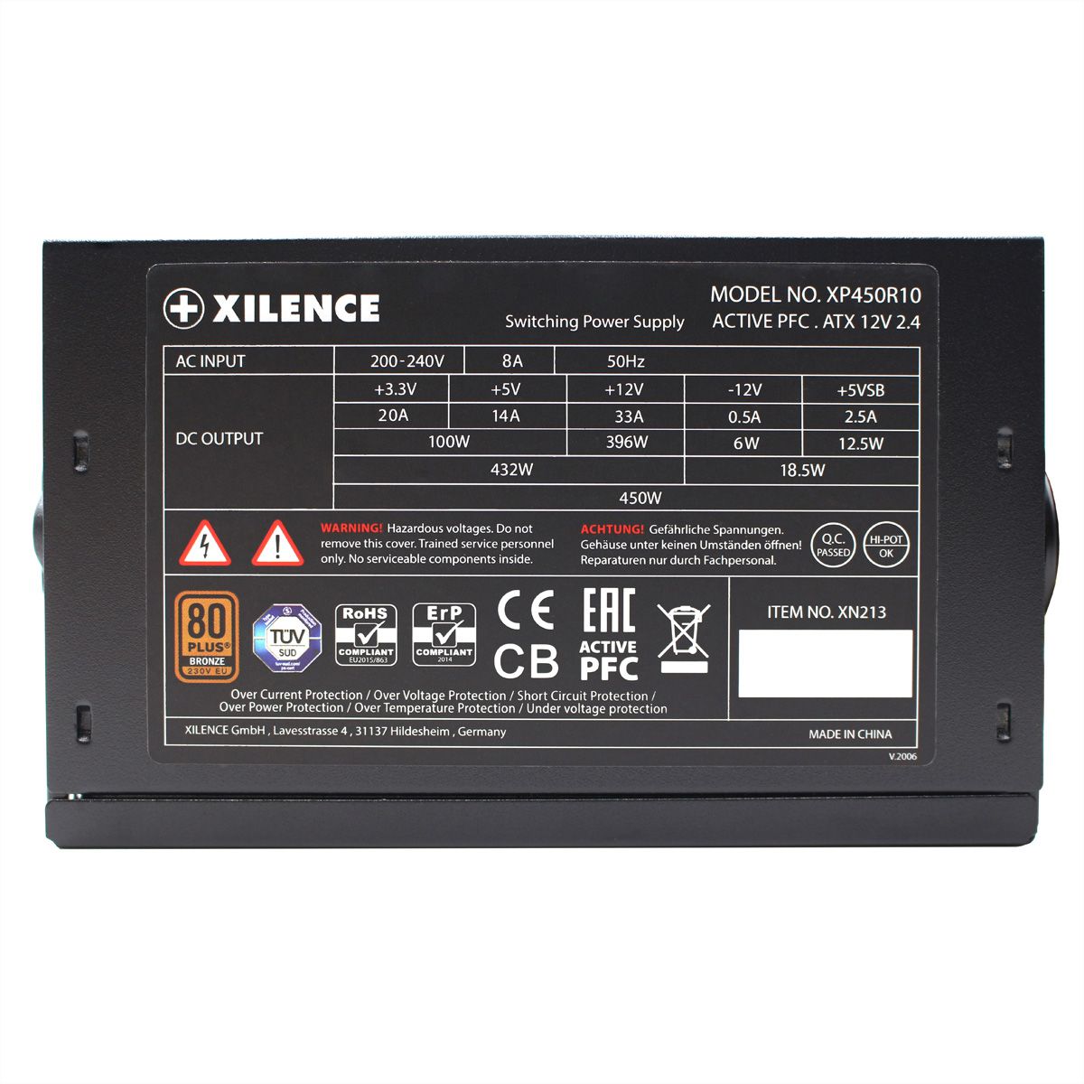 Xilence XP450R10 450W PC Power Supply, 80+ Bronze, Gaming, ATX