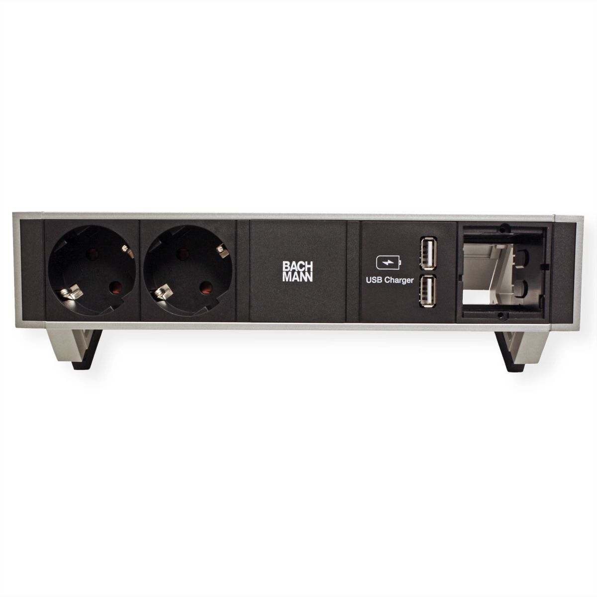 BACHMANN DESK2 2x earthing contact 1x USB charger 1x ABD, GST18 Inox
