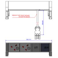 BACHMANN DESK2 2xUK 1xUSB C 30W, 0,2m GST18 RAL9005 Verenigd Koninkrijk