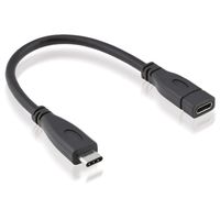 ROLINE USB 3.2 Gen 2 kabel, C-C, M/F, 4K UHD-1, 10Gbit/s, 100W, zwart, 0,15 m