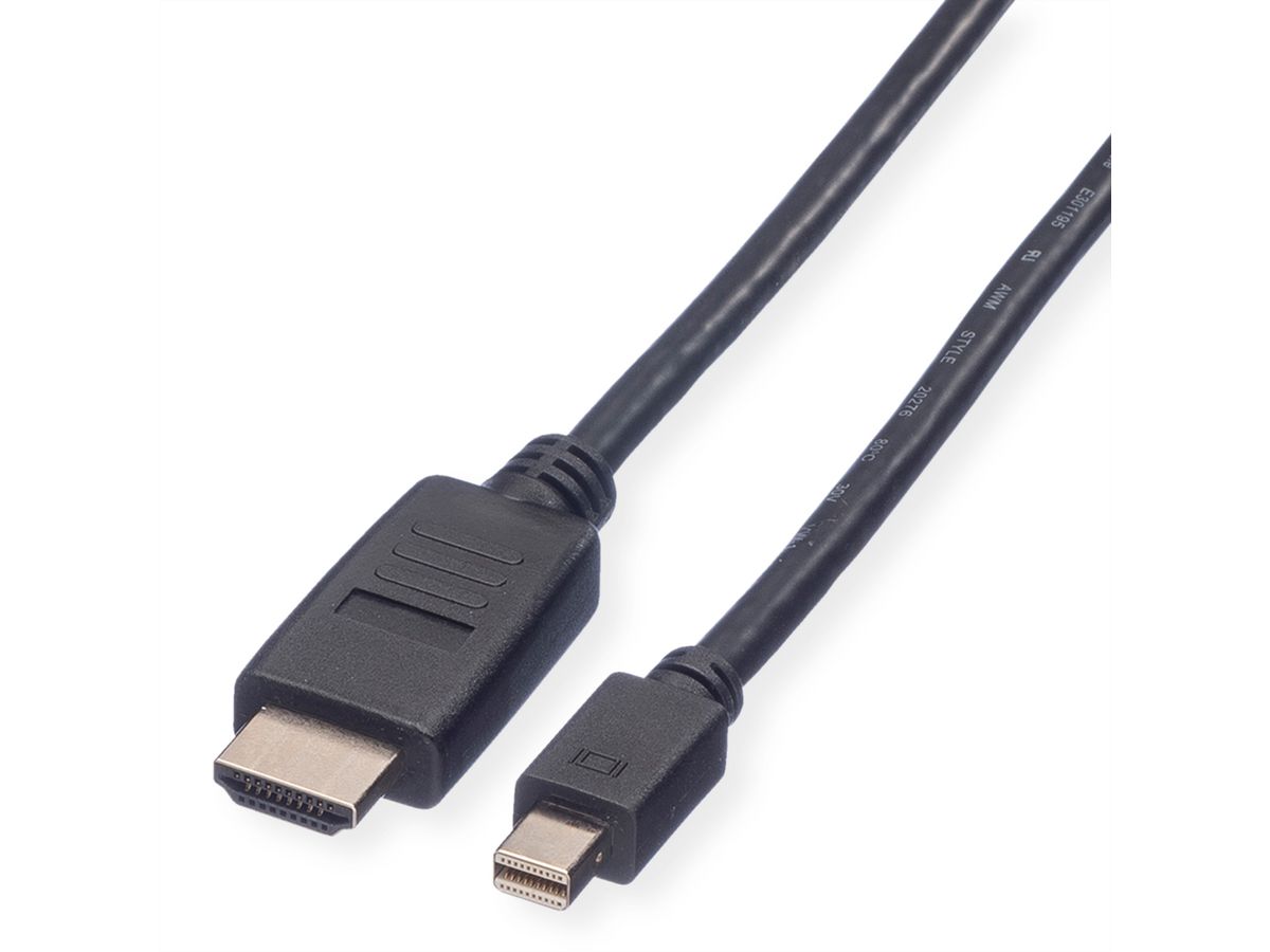 VALUE Mini DisplayPort Cable, Mini DP-HDTV, M/M, zwart, 2 m