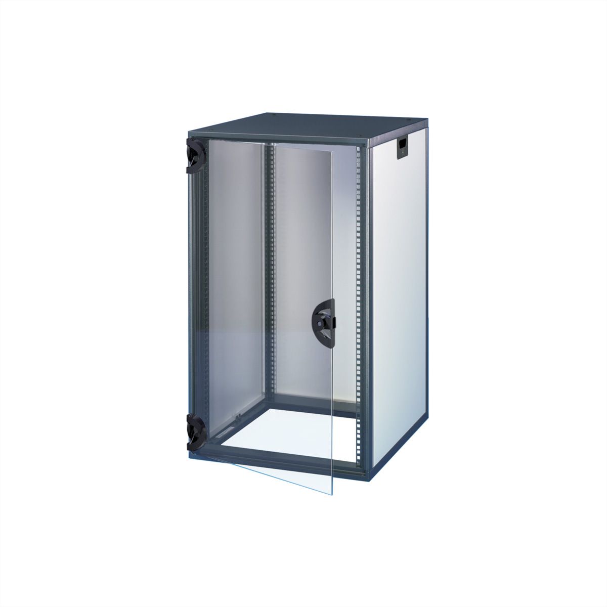 SCHROFF Novastar Cabinet With Glazed Door and Rear Panel, Slim-Line, RAL 7021/7035, 945H 553W 600D, Slim-Line
