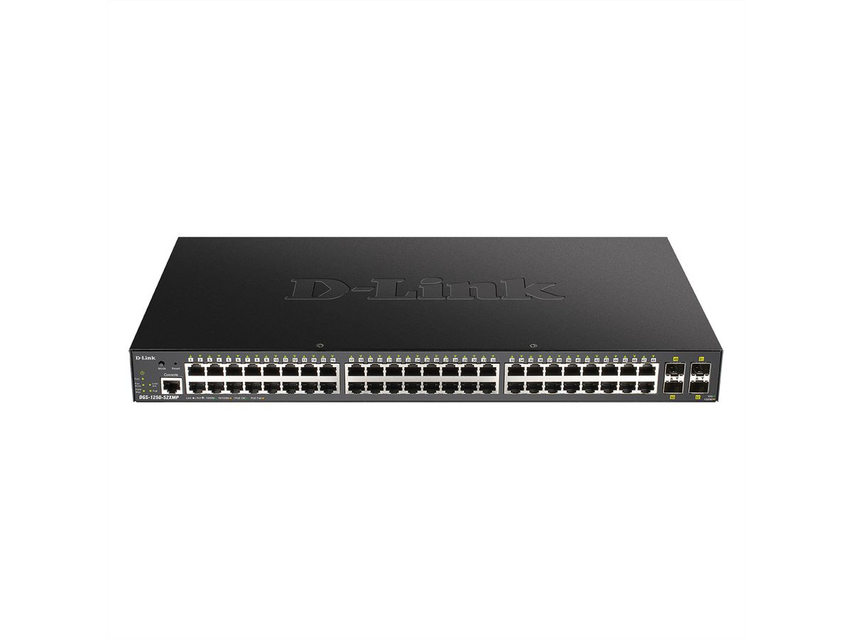 D-Link DGS-1250-52XMP Gigabit Switch PoE 52-Poorts Smart Beheerd PoE+ 4x 10G