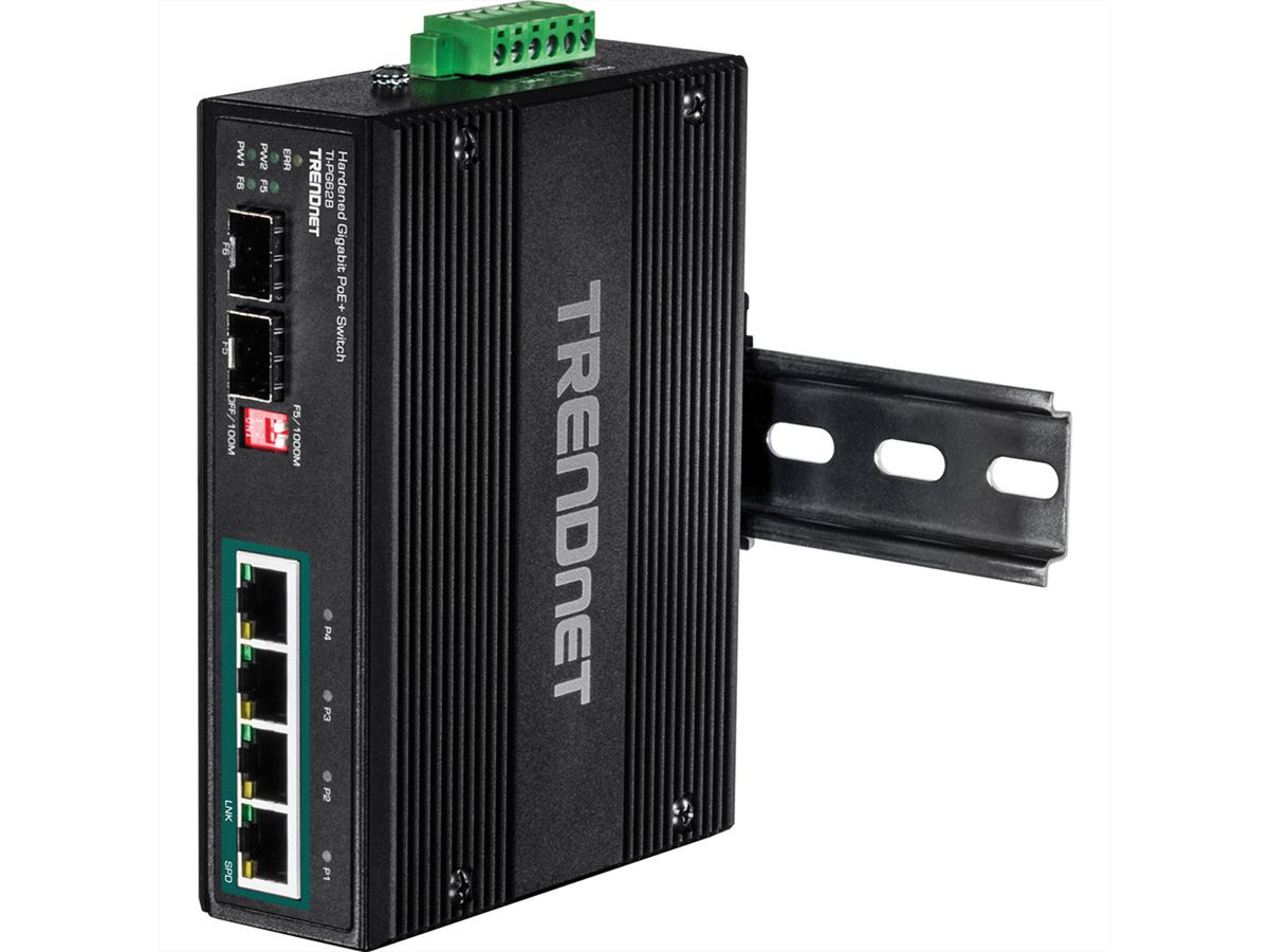 TRENDnet TI-PG62B 6-poorts Industriële Gigabit Switch PoE+ 2SFP