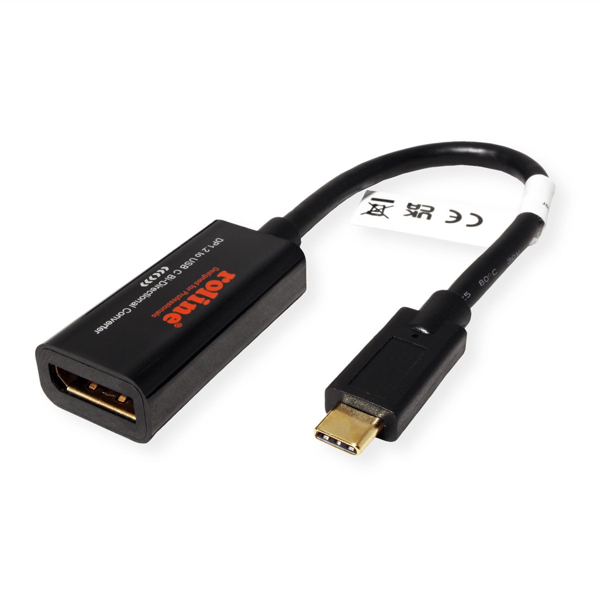 ROLINE Kabeladapter USB-C - DisplayPort, v1.2, bidirectionel, M/F, 0,2 m