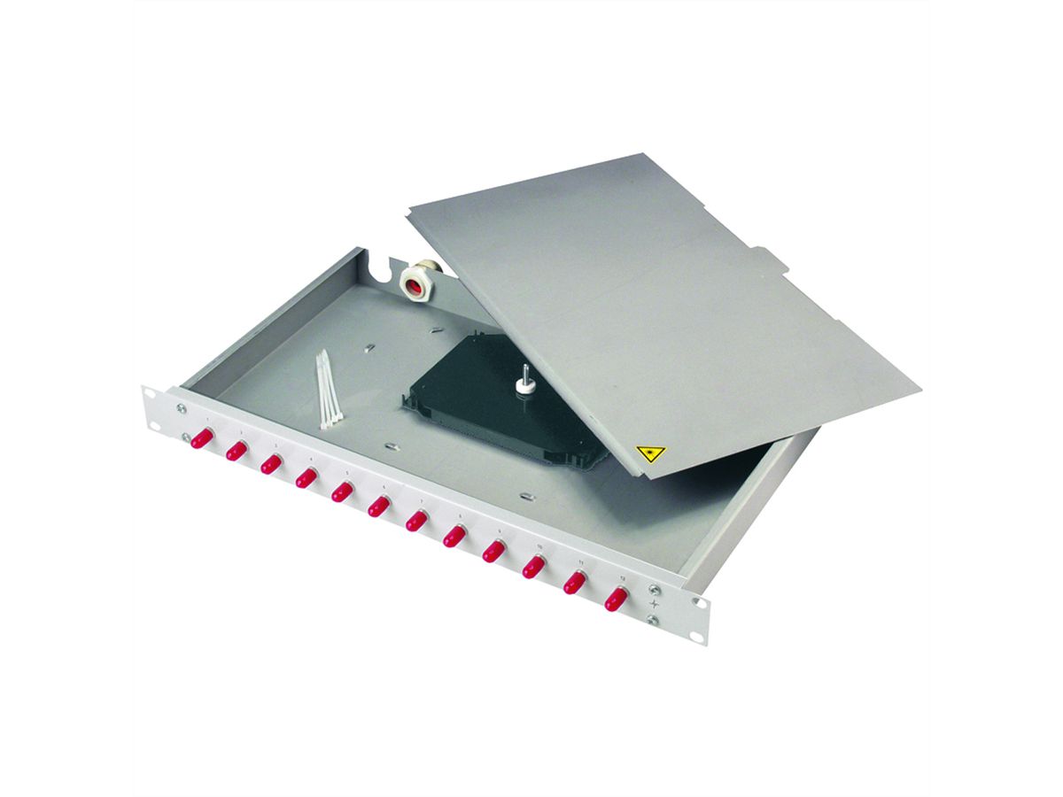 TELEGÄRTNER 19” Glasvezel paneel .BASIS eco, 1 U, m. 12xSC Duplex-koppeling Ker./violet