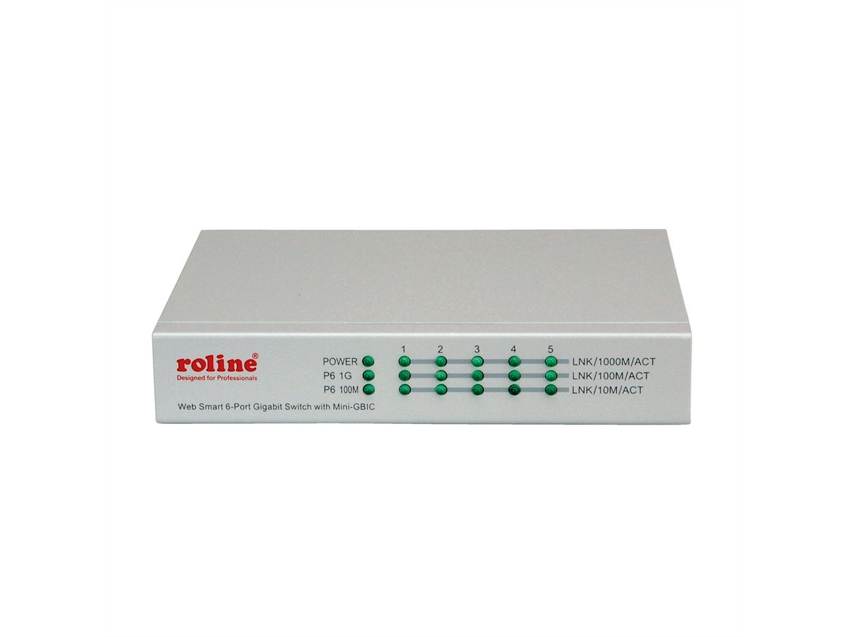 ROLINE Gigabit Ethernet Switch 6 poorten (5x 10/100/1000 + 1x SFP)