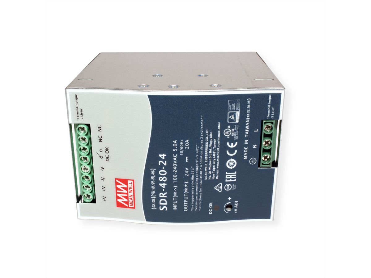 Mean Well SDR-480-24 Hutschienennetzteil 480W 24V DC