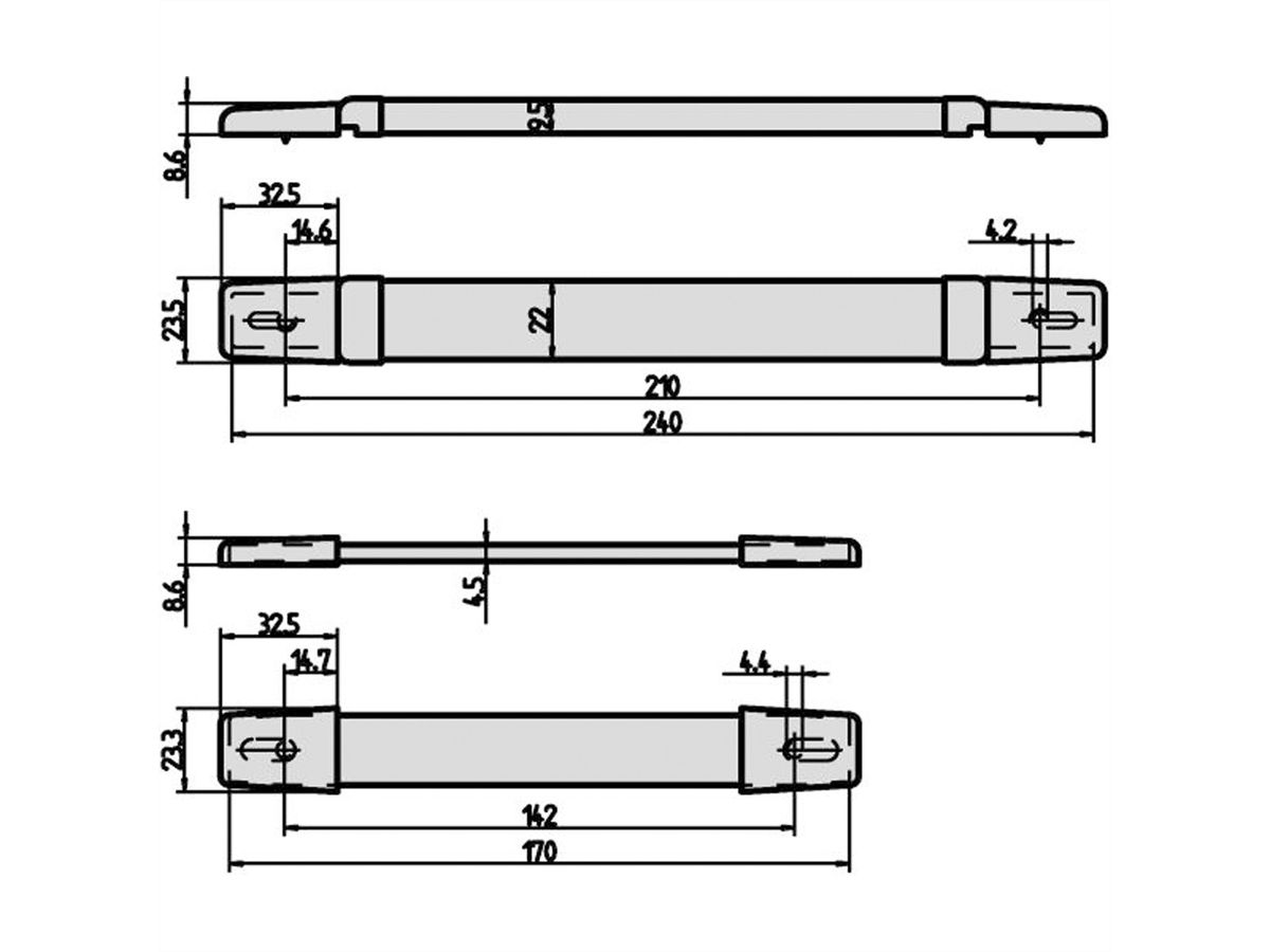 SCHROFF Riemgreep universeel, breedte 22 mm, 170 mm