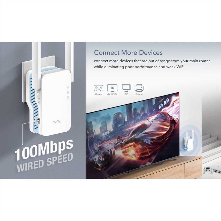 CUDY RE1200 AC1200 Wi-Fi Mesh Repeater