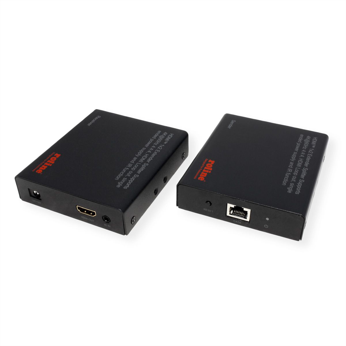 ROLINE HDMI Extender and Splitter, 1x2, via Cat6A, 70m, 4K60Hz