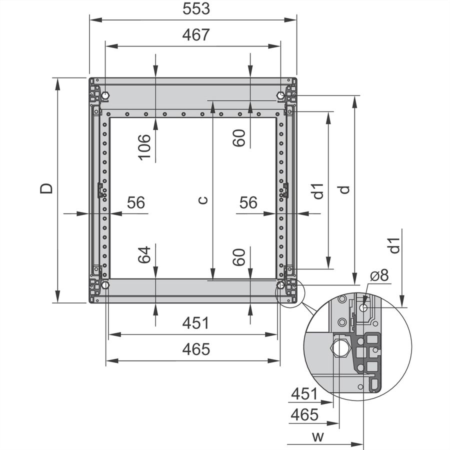 SCHROFF Novastar Cabinet Frame, Heavy-Duty, 12 U 553W 1000D