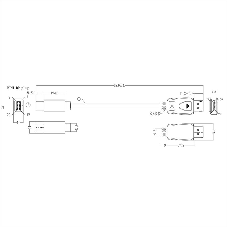 BACHMANN Mini DisplayPort to HDMI 1.5m S.1 Mini DP S.2 HDMI
