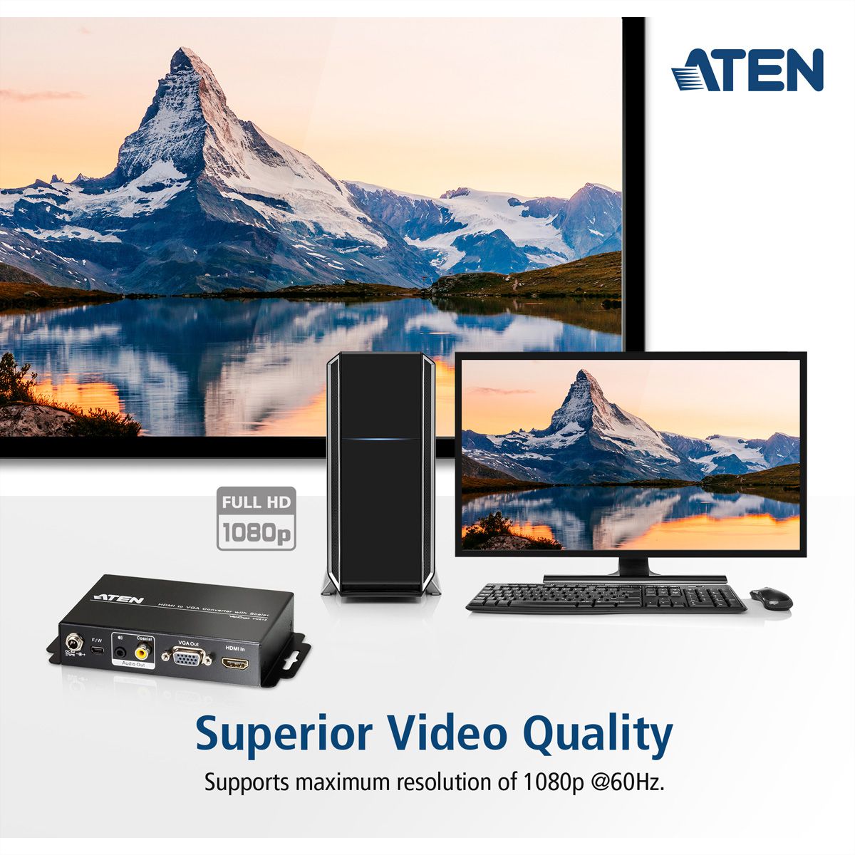 ATEN VC812 HDMI naar VGA converter met schaalfunctie