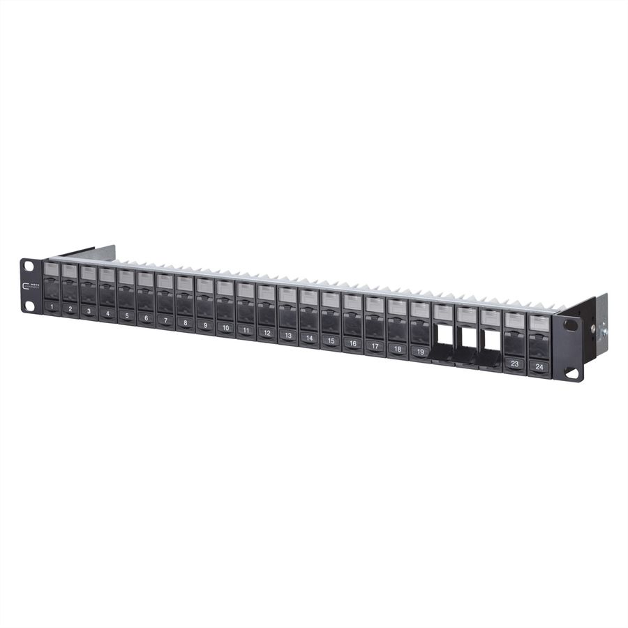 METZ CONNECT Keystone 19 inch moduledrager 1 HE, 24 poorten leeg, afgeschermd, zwart