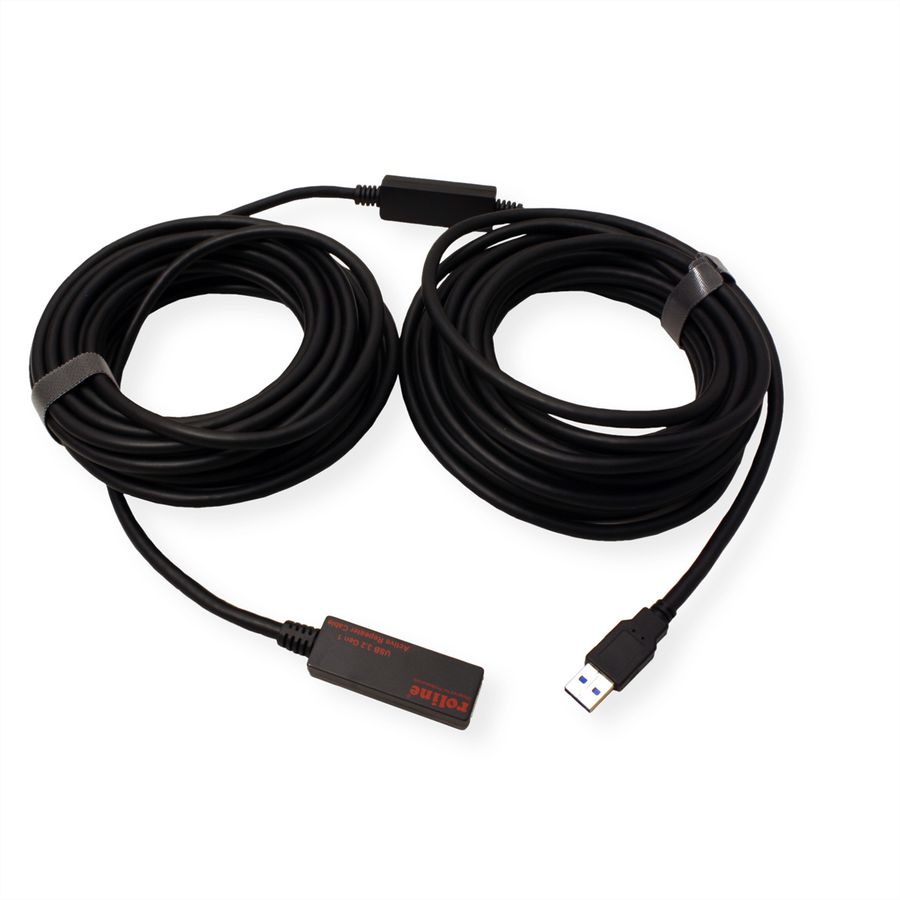 ROLINE USB 3.2 Gen 1 Actieve Repeater kabel, zwart, 15 m