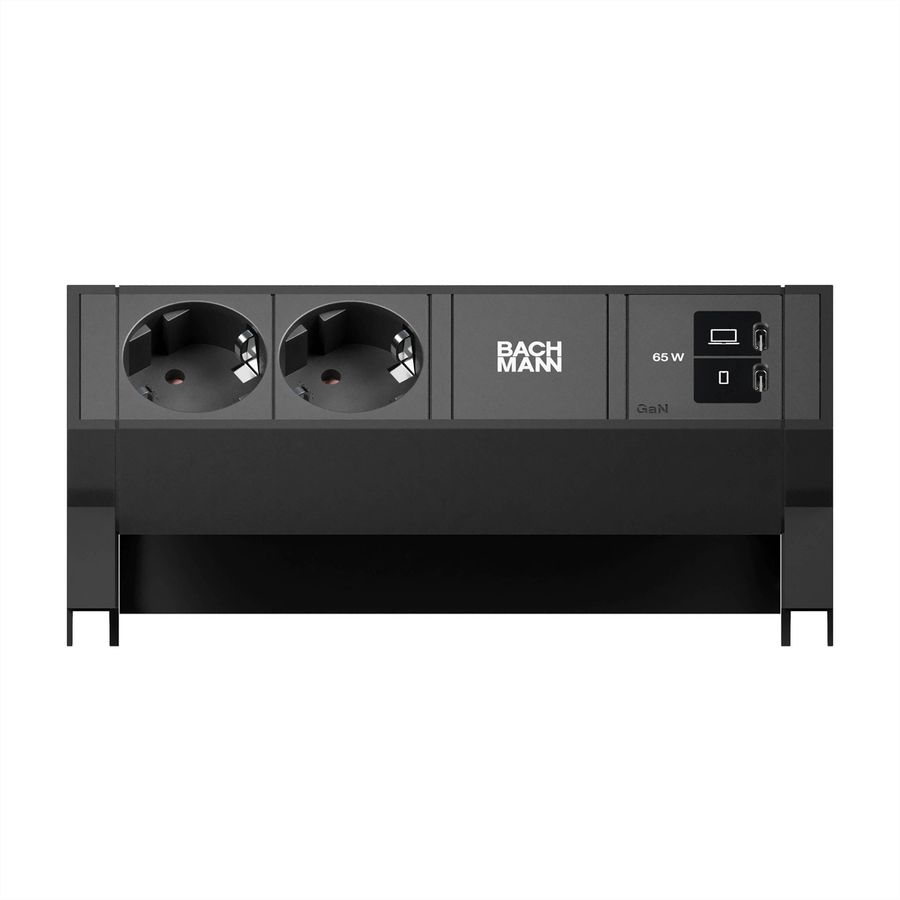 BACHMANN DESK2 2xCEE7/3 1xUSB C/C 65W, L=0.2m RAL9005