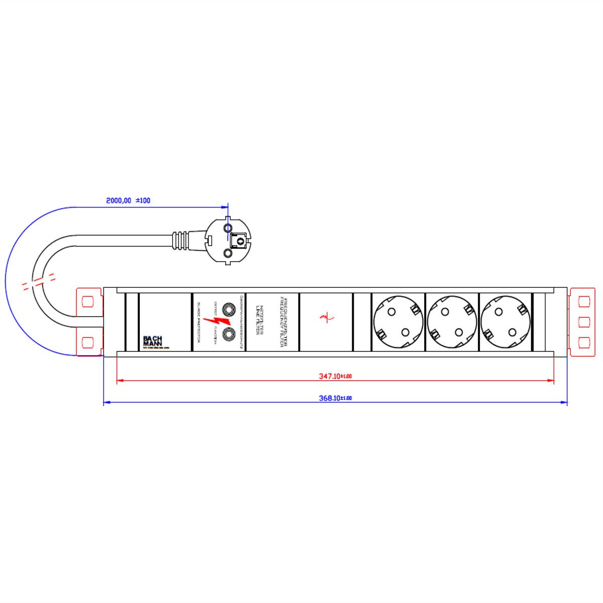 BACHMANN CONNECT LINE 3xprotective contact, Full device protection