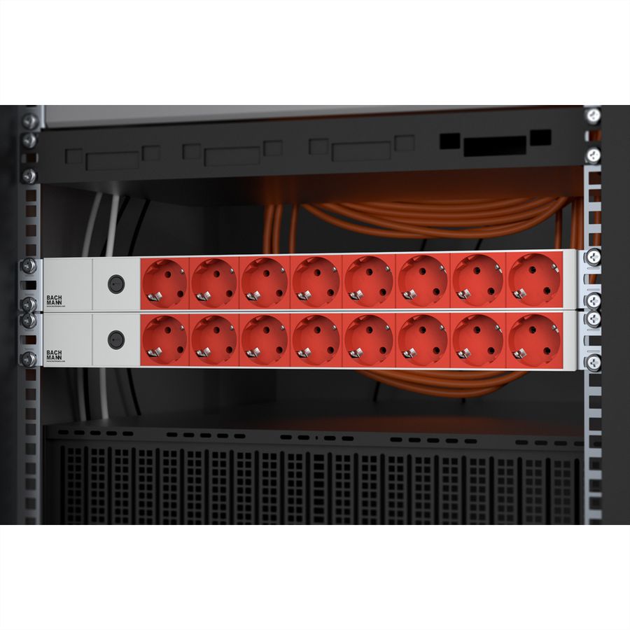 BACHMANN 19" stekkerdoos 8-voudig, 2300W, IEC320 C14 stekker