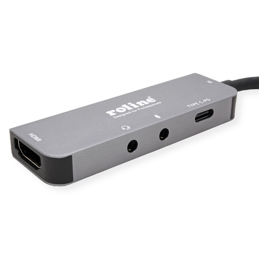 ROLINE dockingstation Type C, 4K HDMI , 2x 3,5mm Audio (TRRS + TRS)