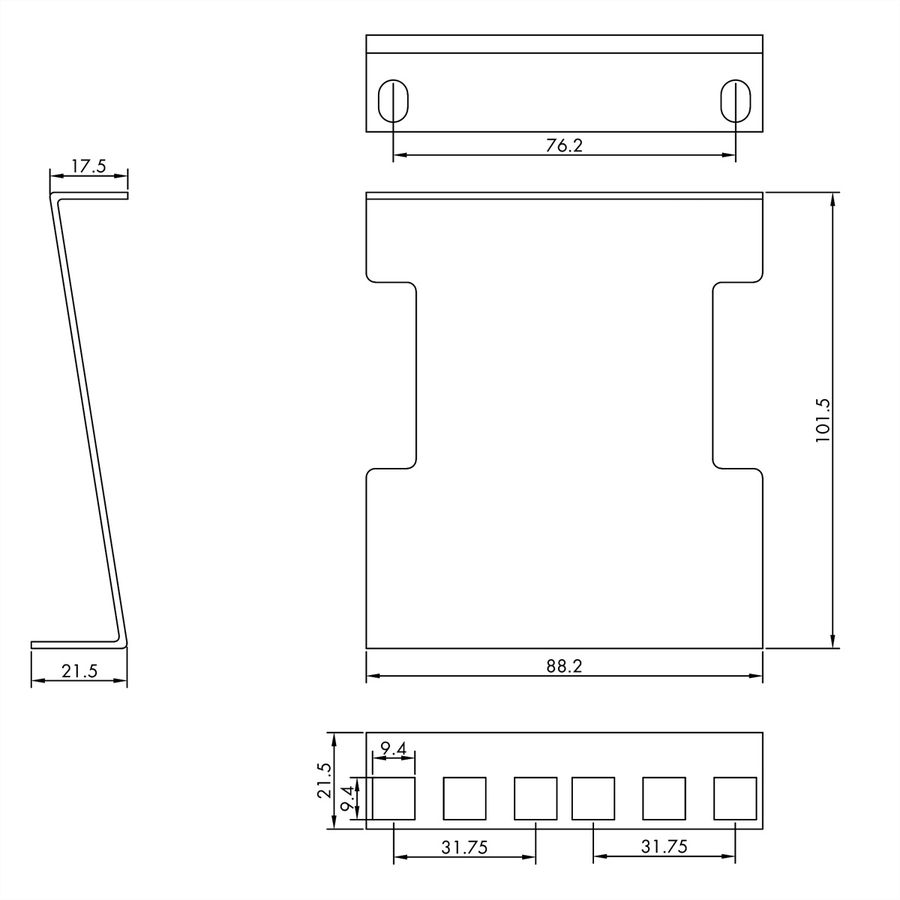 VALUE 19" Rack Depth Extender, 2 pcs, 2U, metal, 101.5mm