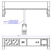 BACHMANN DESK2 ALU ZWART 2xP40 1xCM, 1xUSBC 60W 0,2m GST18 Italië