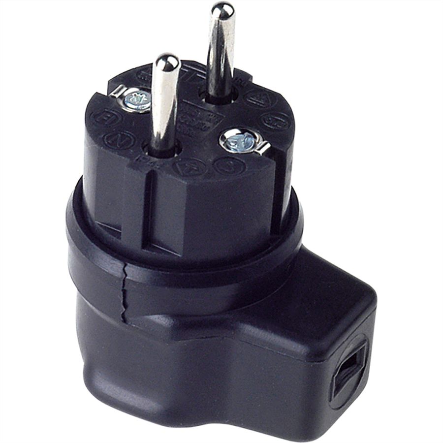 BACHMANN Rubberen haakse stekker, IP44, zwart