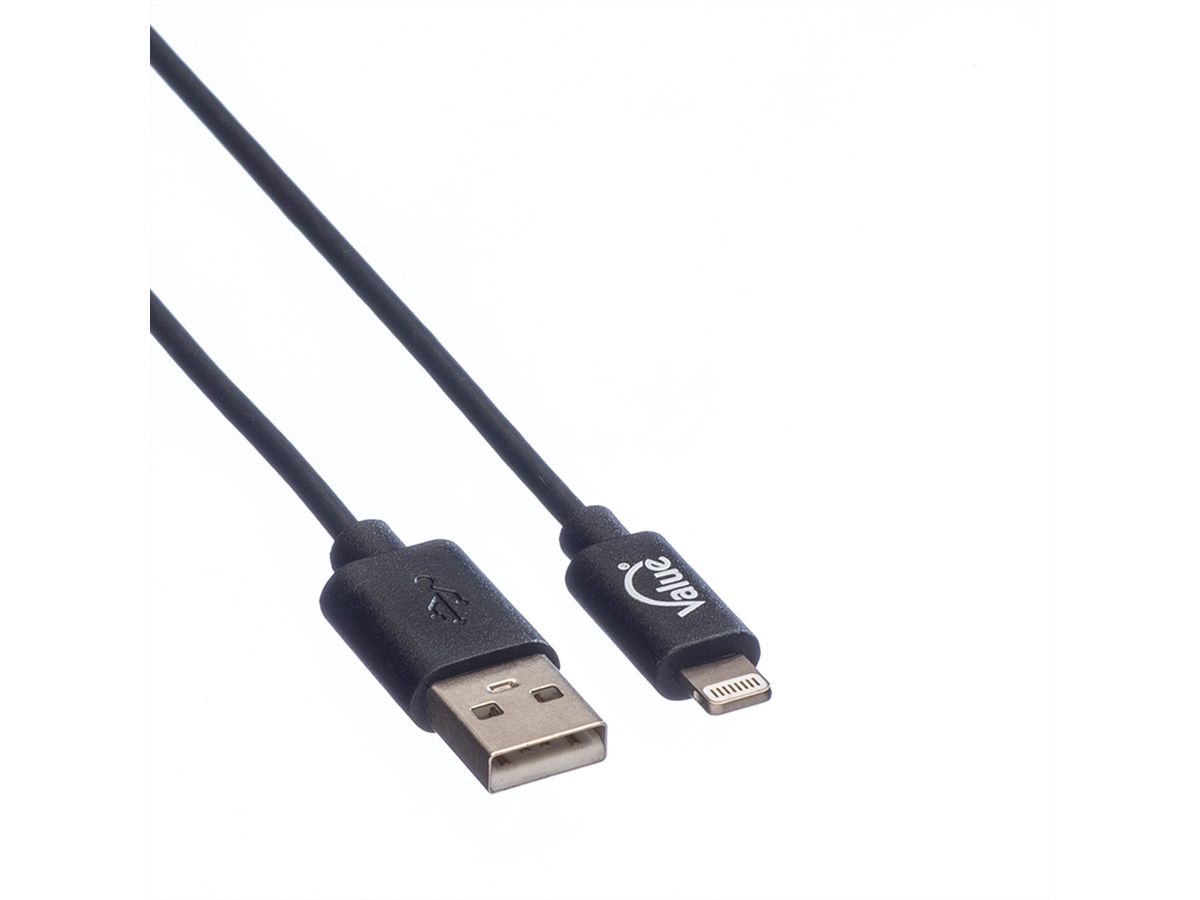 VALUE Lightning naar USB 2.0 kabel voor iPhone, iPod, iPad, 1,8 m