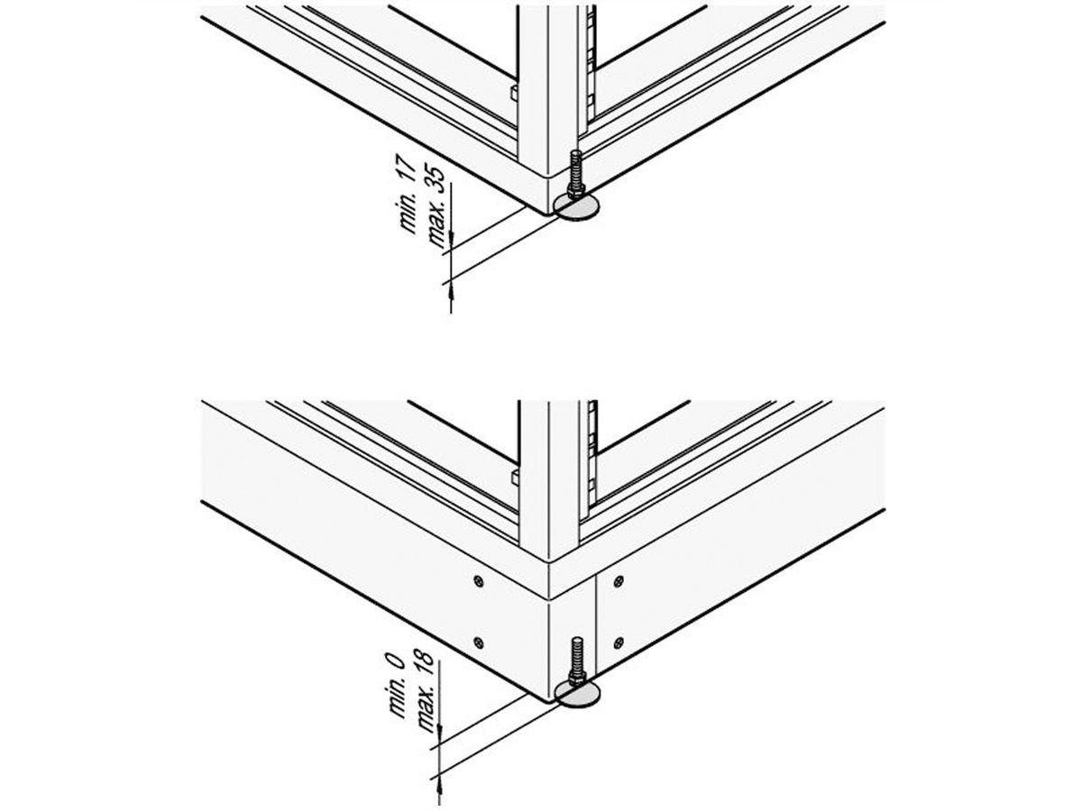 SCHROFF Eurorack Verstelbare Voeten, voor Frame