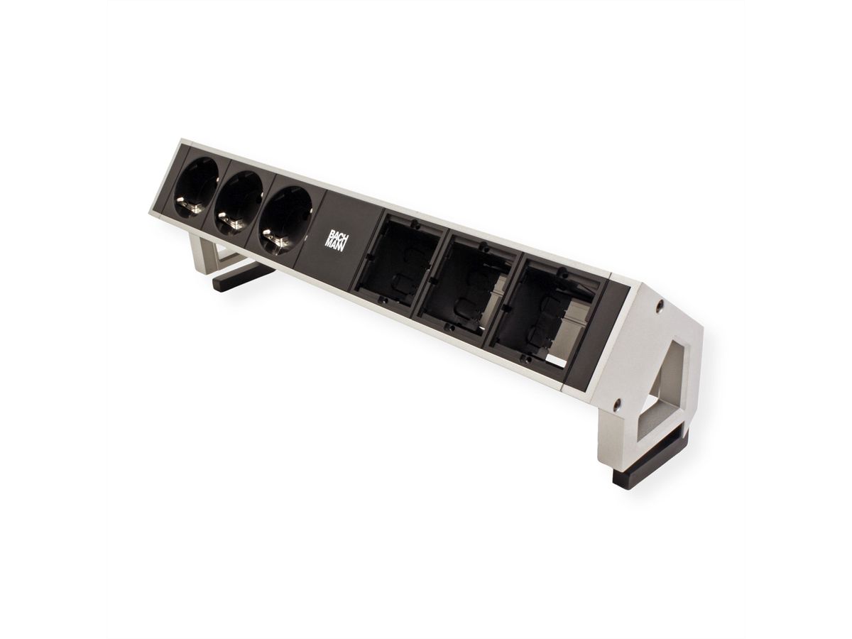 BACHMANN DESK2 3x geaard stopcontact 3x ABD GST18 Inox