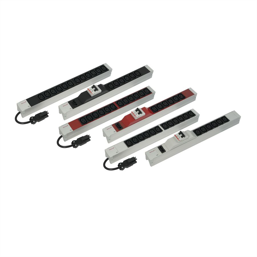 SCHROFF Socket Strip, IEC C13, With Wieland® Input, C13, 12 Sockets, 19", Black