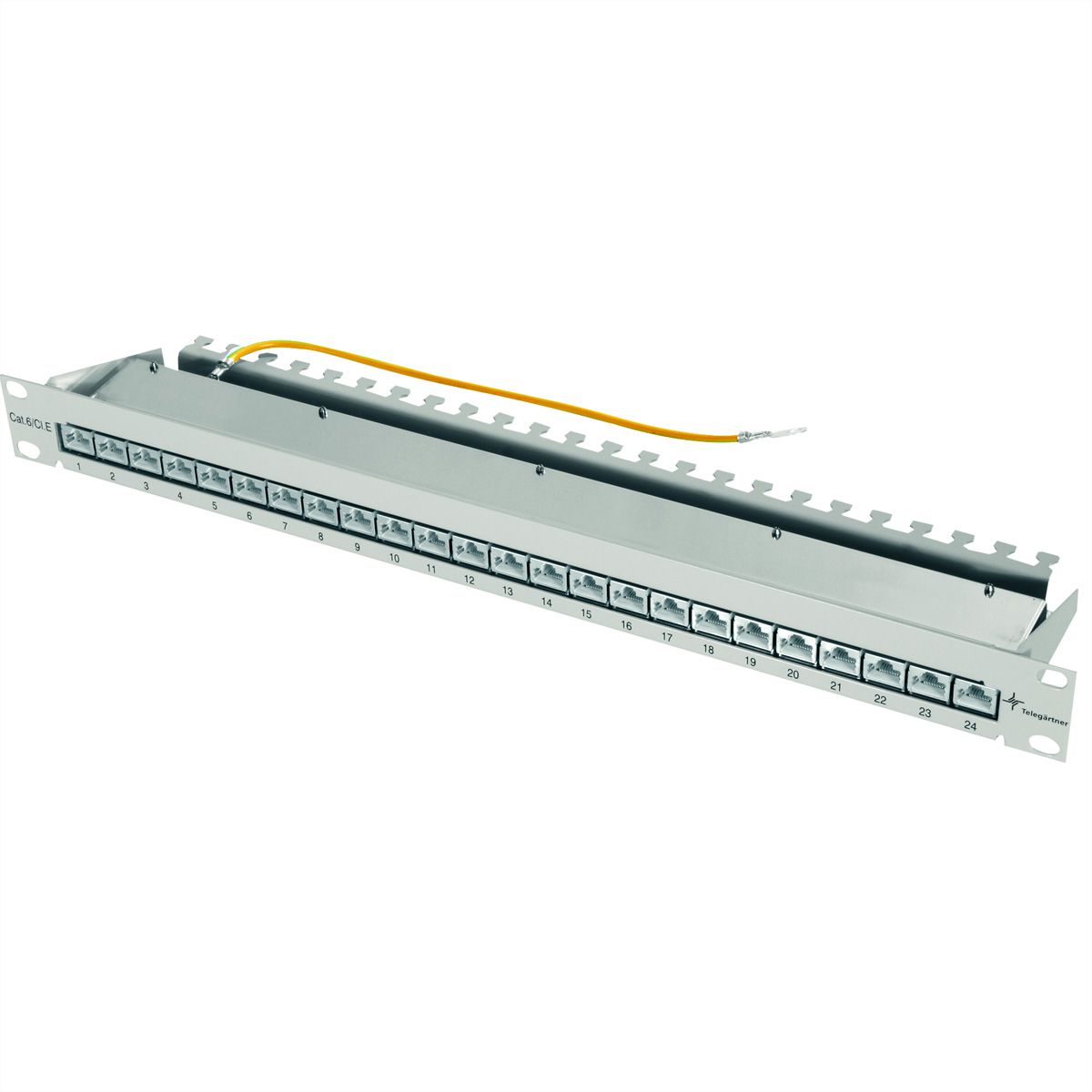 TELEGÄRTNER 19” Patch Panel afgeschermd, 1U, RAL 7035, MPP24-HS K Klasse EA 500 1U, RAL 7035