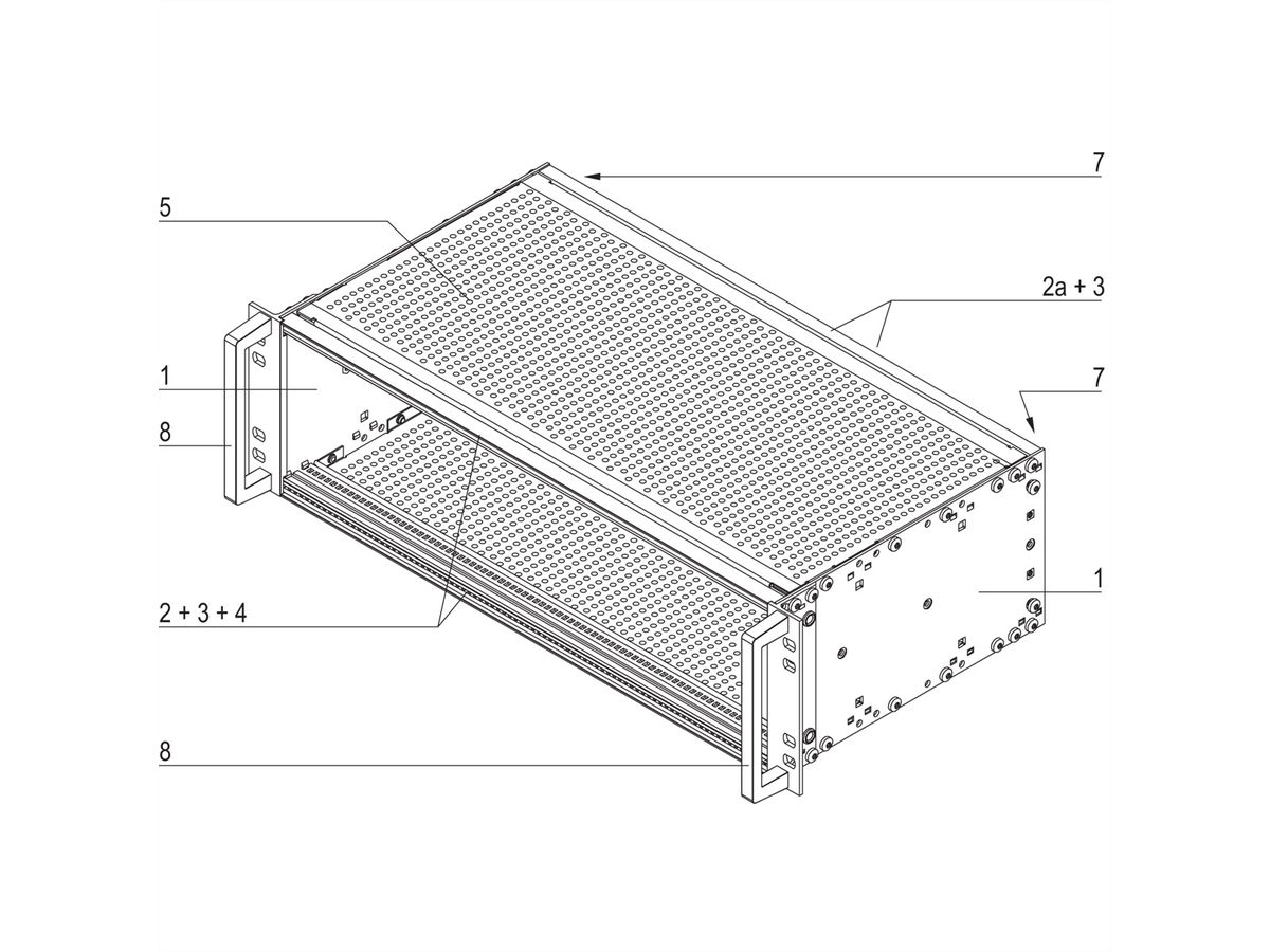 SCHROFF EuropacPRO 19" moduledrager voor rail, afgeschermd, EN 50155, 3 HE, 84 PK, 235 mm
