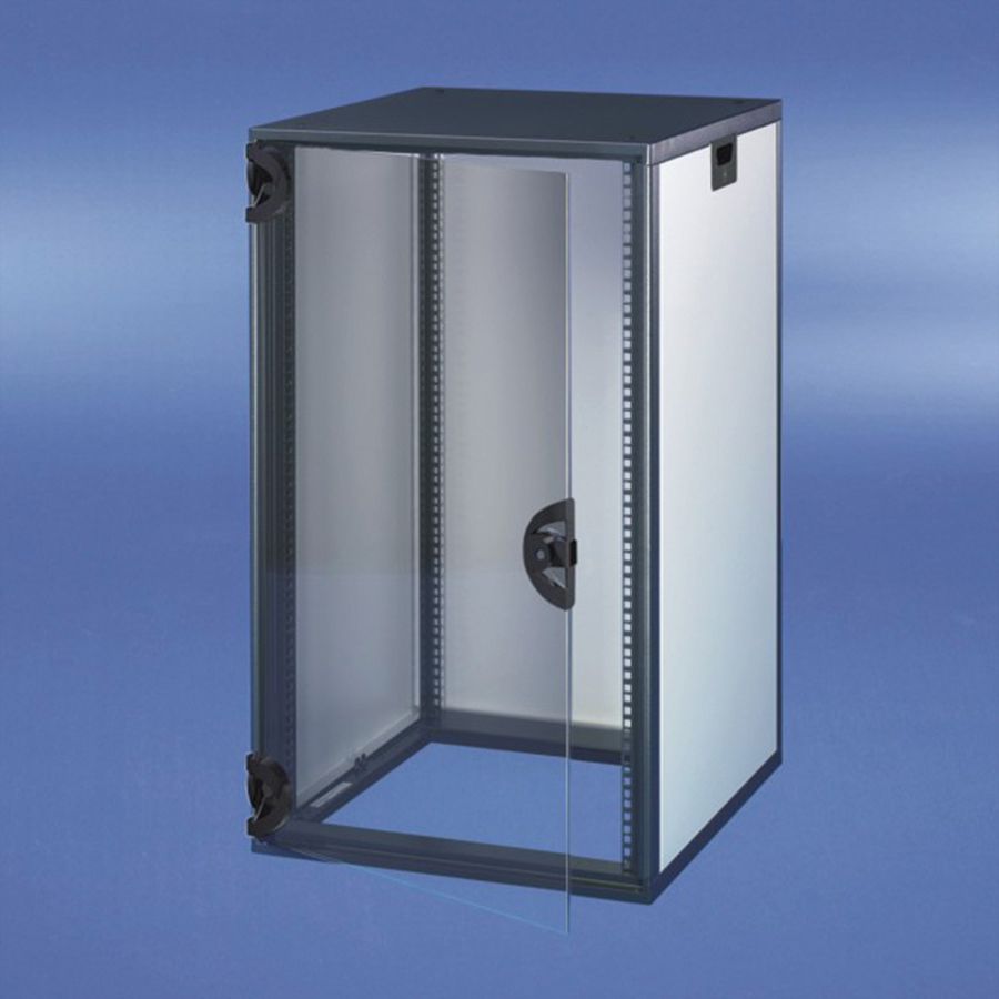 SCHROFF Novastar Cabinet With Glazed Door and Rear Panel, Slim-Line, RAL 7021/7035, 945H 553W 600D, Slim-Line