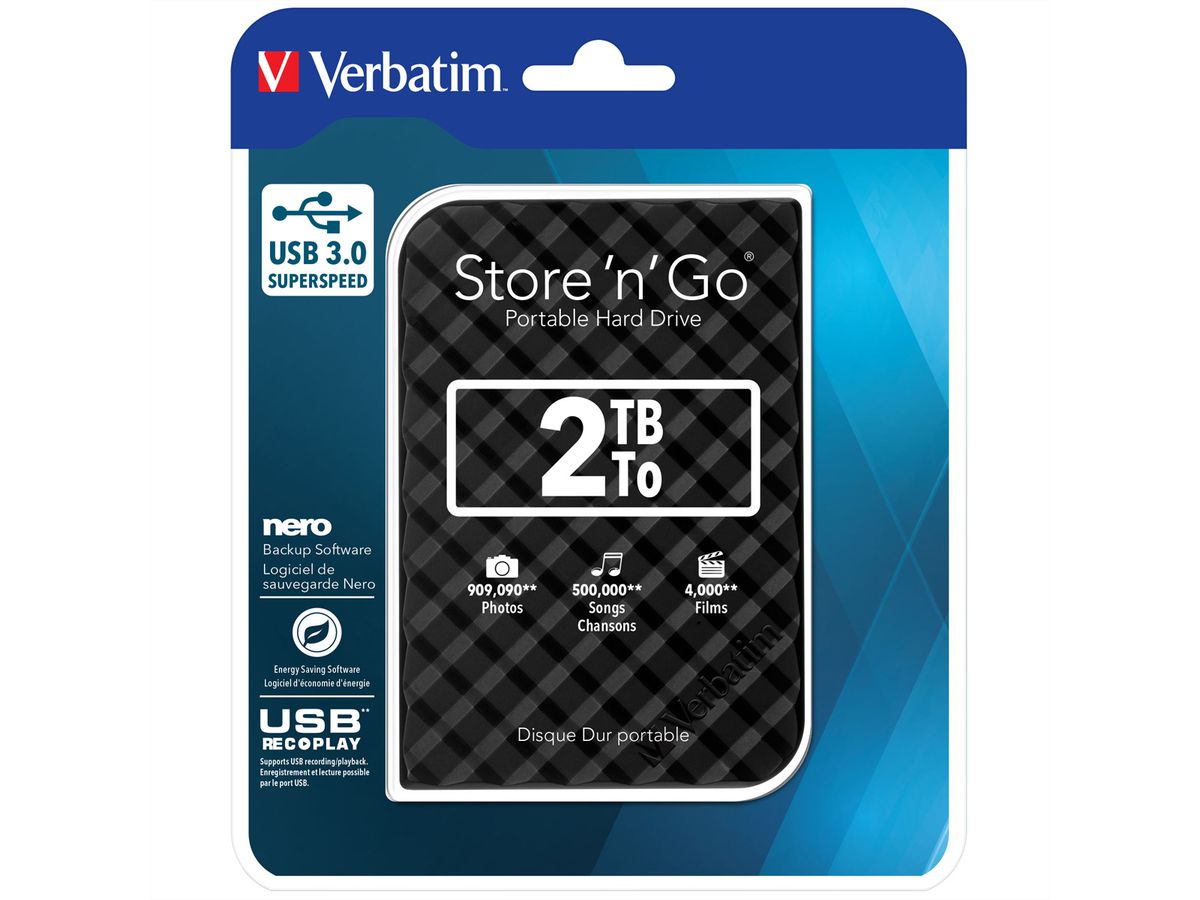 VERBATIM Festplatte 2TB USB3.0 schwarz