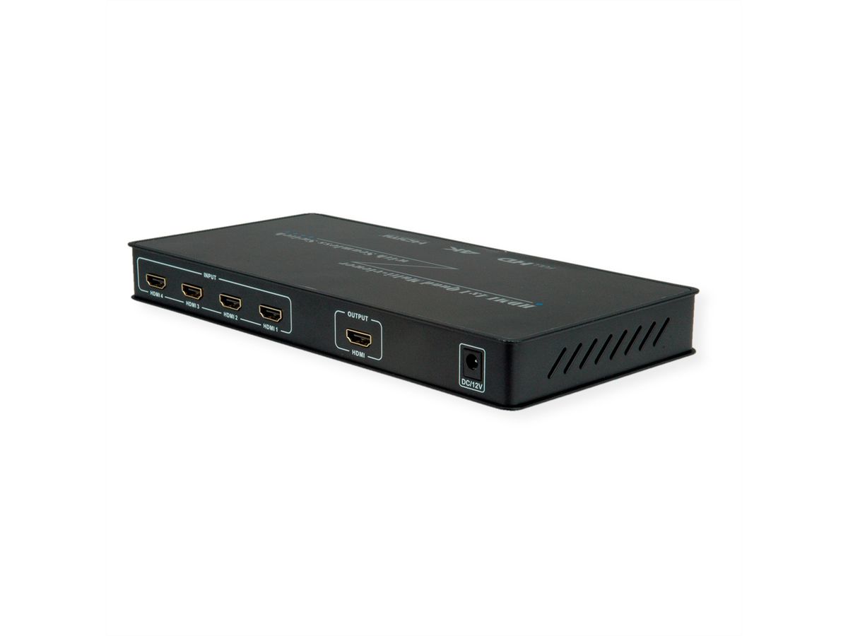 ROLINE HDMI 4x1 QUAD Multi-Viewer Switch, naadloos schakelen