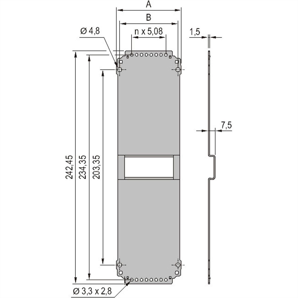 SCHROFF montageframe insteekmodule achteraan, glad, 6 HE, 14 HE