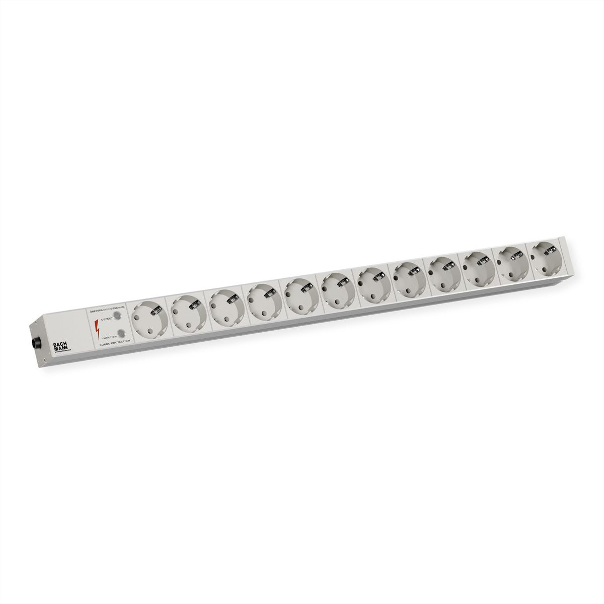 BACHMANN IT PDU ALU 1HE 12x geaard contact, stroomkabel met geaarde stekker
