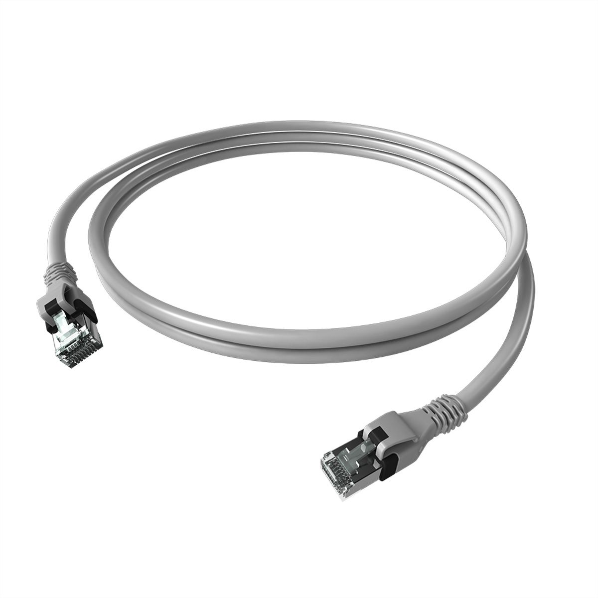 EasyLan DualBoot PushPull IP20 patchkabel, Cat.6A (Klasse EA), S/FTP, grijs, 0,5 m