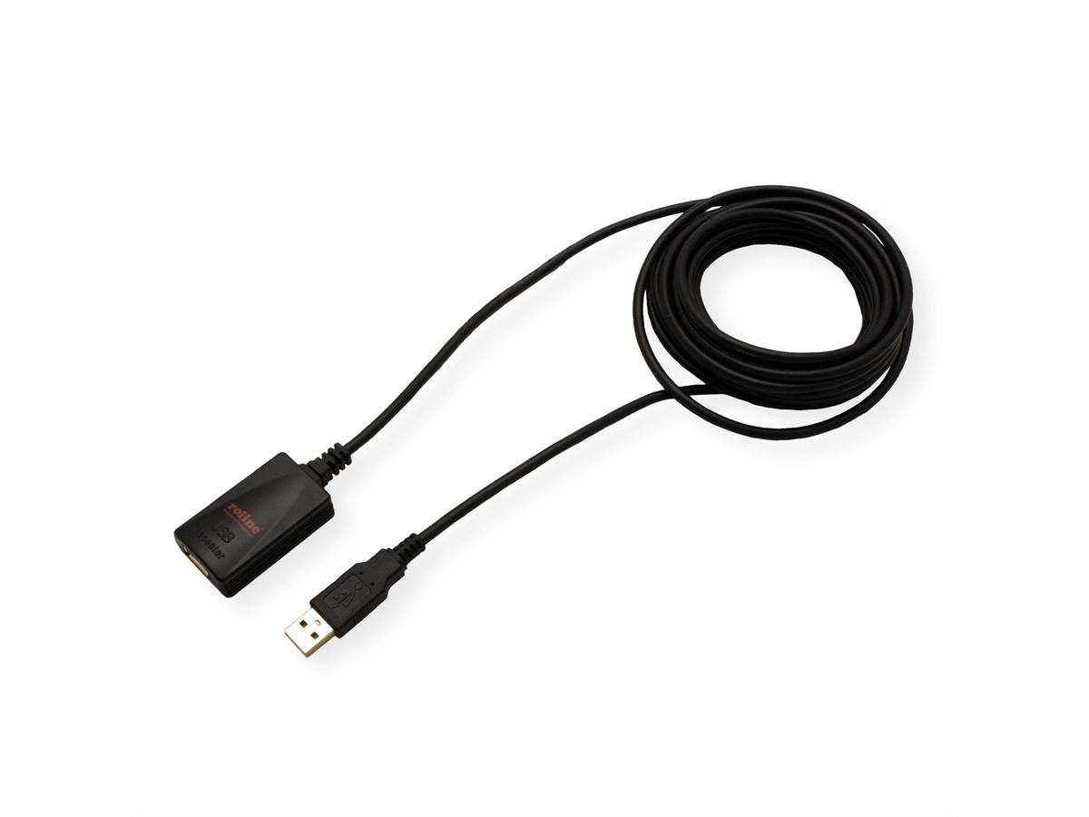 ROLINE USB 2.0 verlengkabel, zwart, 5 m