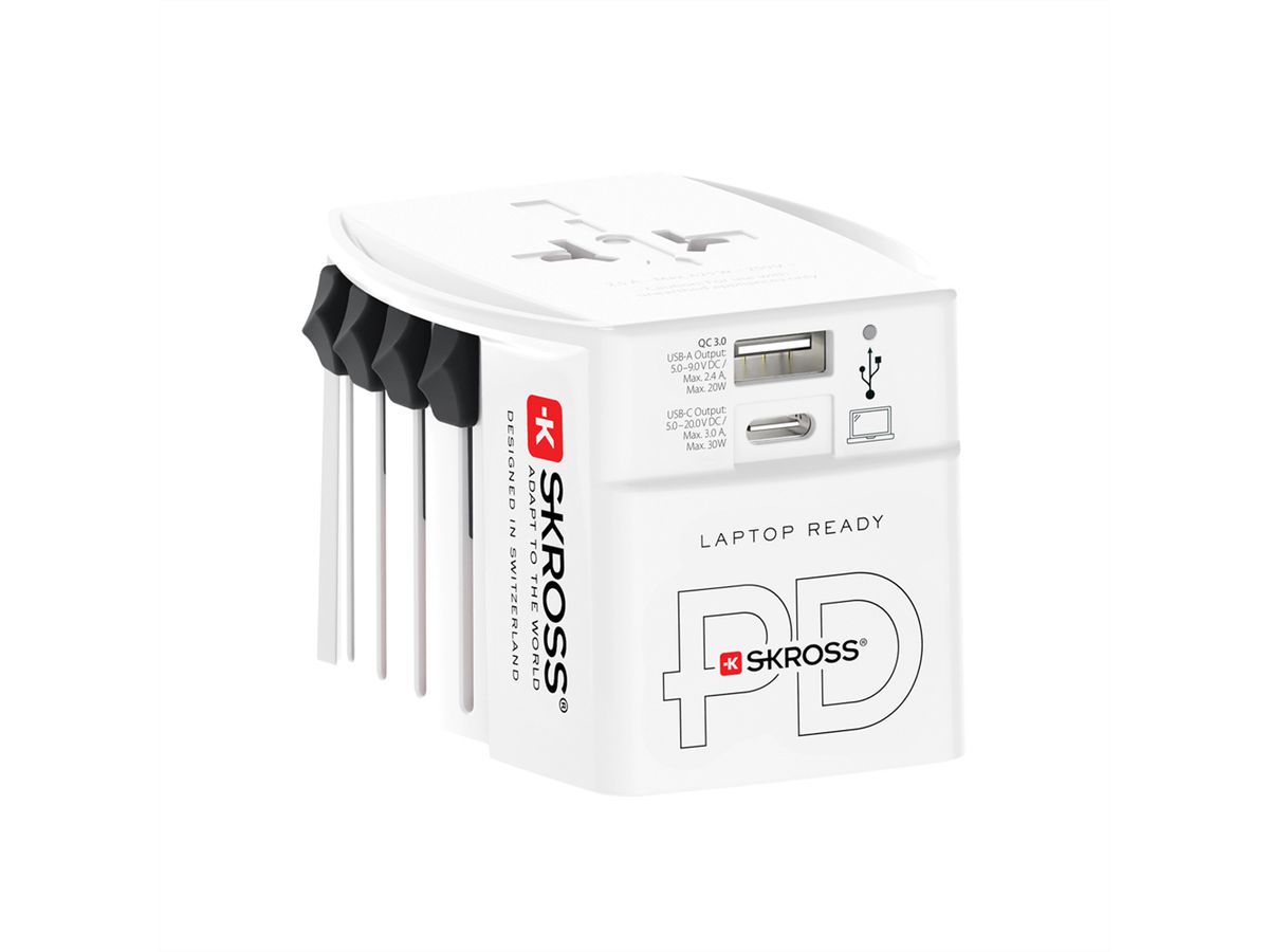 Skross MUV USB AC30PD White Retail, Weltweit