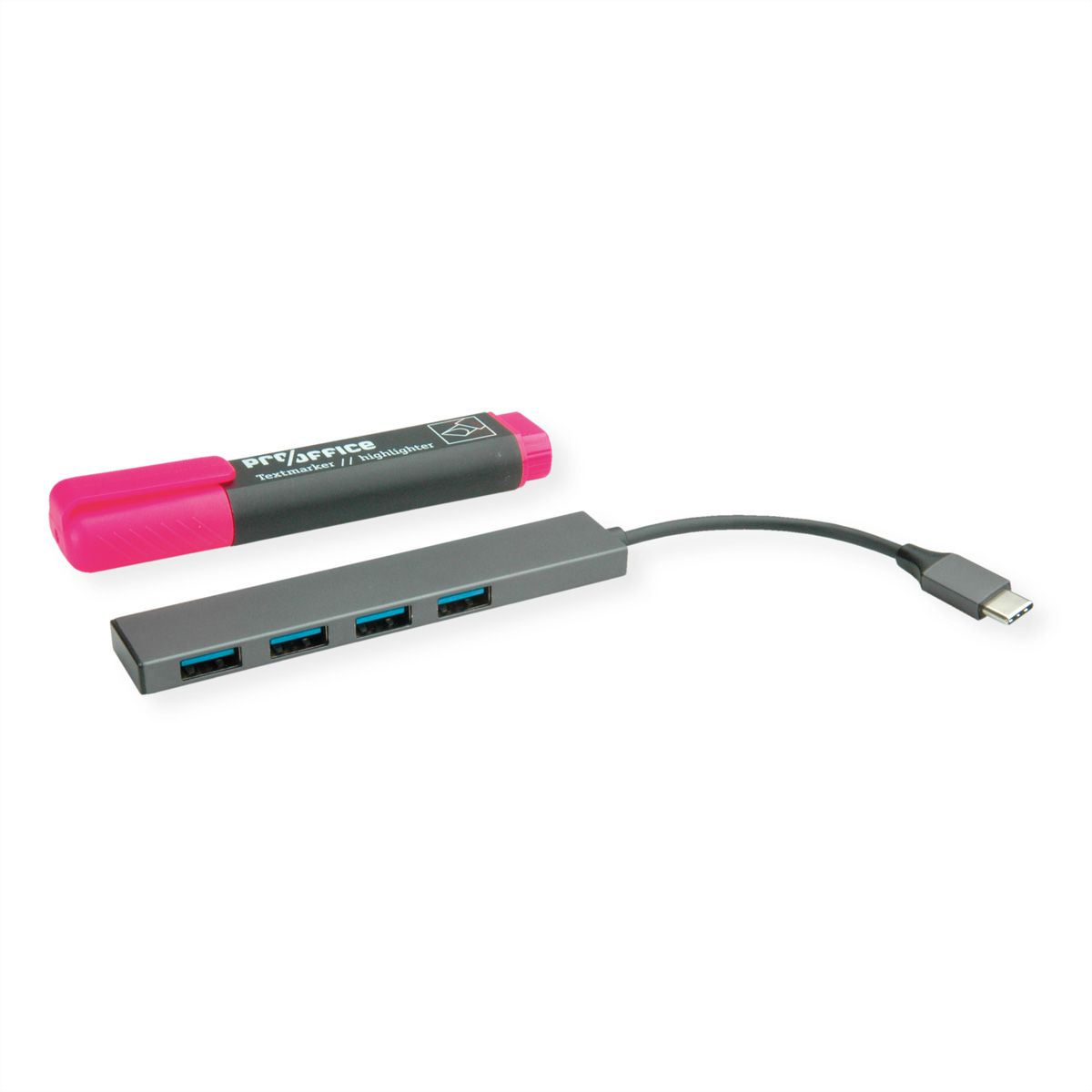 ROLINE USB 3.2 Gen 1 hub, 4-poorts, type C aansluitkabel