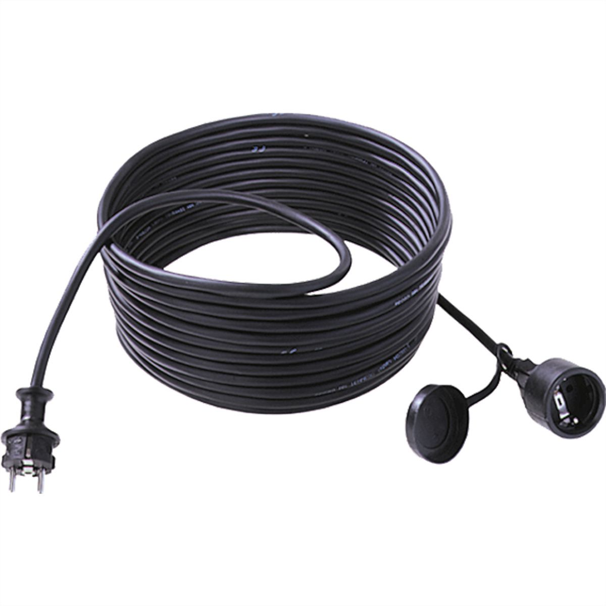 BACHMANN Extension 3G1,5mm² bw, 1m, H07RN-F rubber/neoprene earthing contact, black, 10 m
